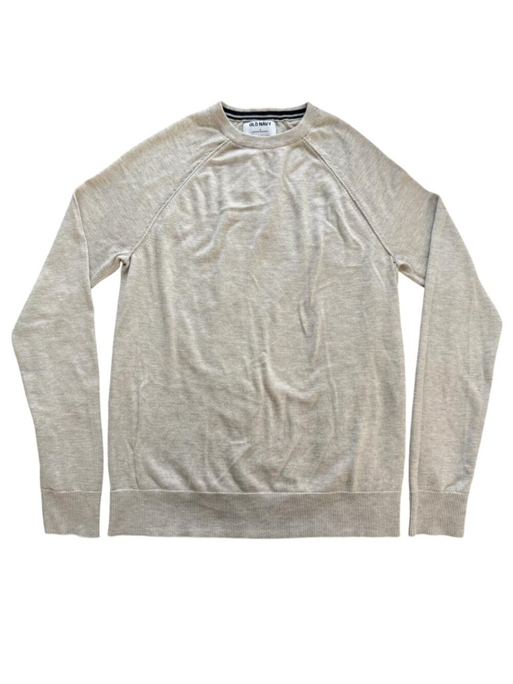 OLD NAVY Men’s Oatmeal Raglan Sleeve Crewneck Lightweight Sweater, Sz S